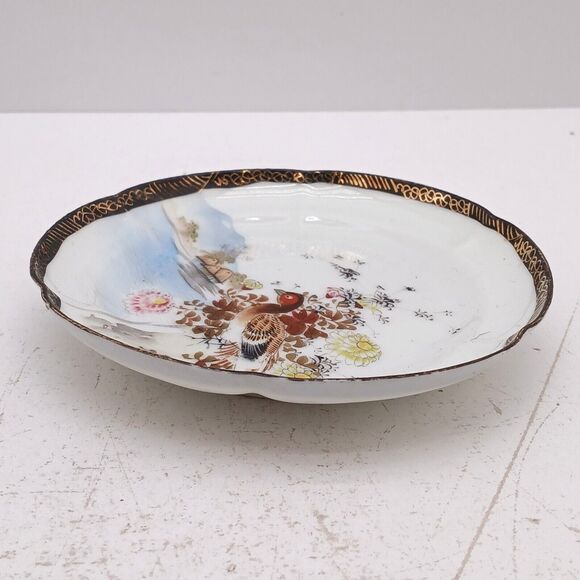 Vintage Japanese Kutani Egg Shell Porcelain Tea Cup & Saucer Hand Painted - Picture 6 of 16